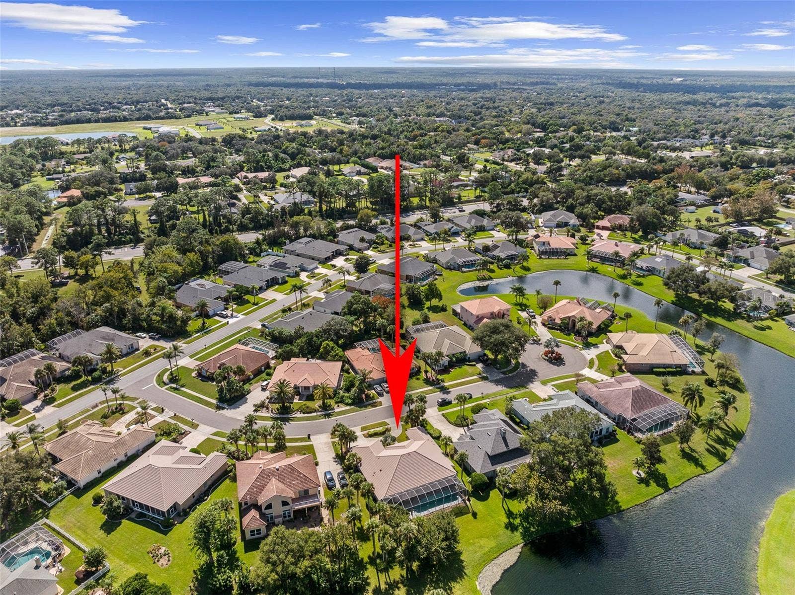 993 MORI COURT, Port Orange, FL 32127 Drone View w/ Arrow