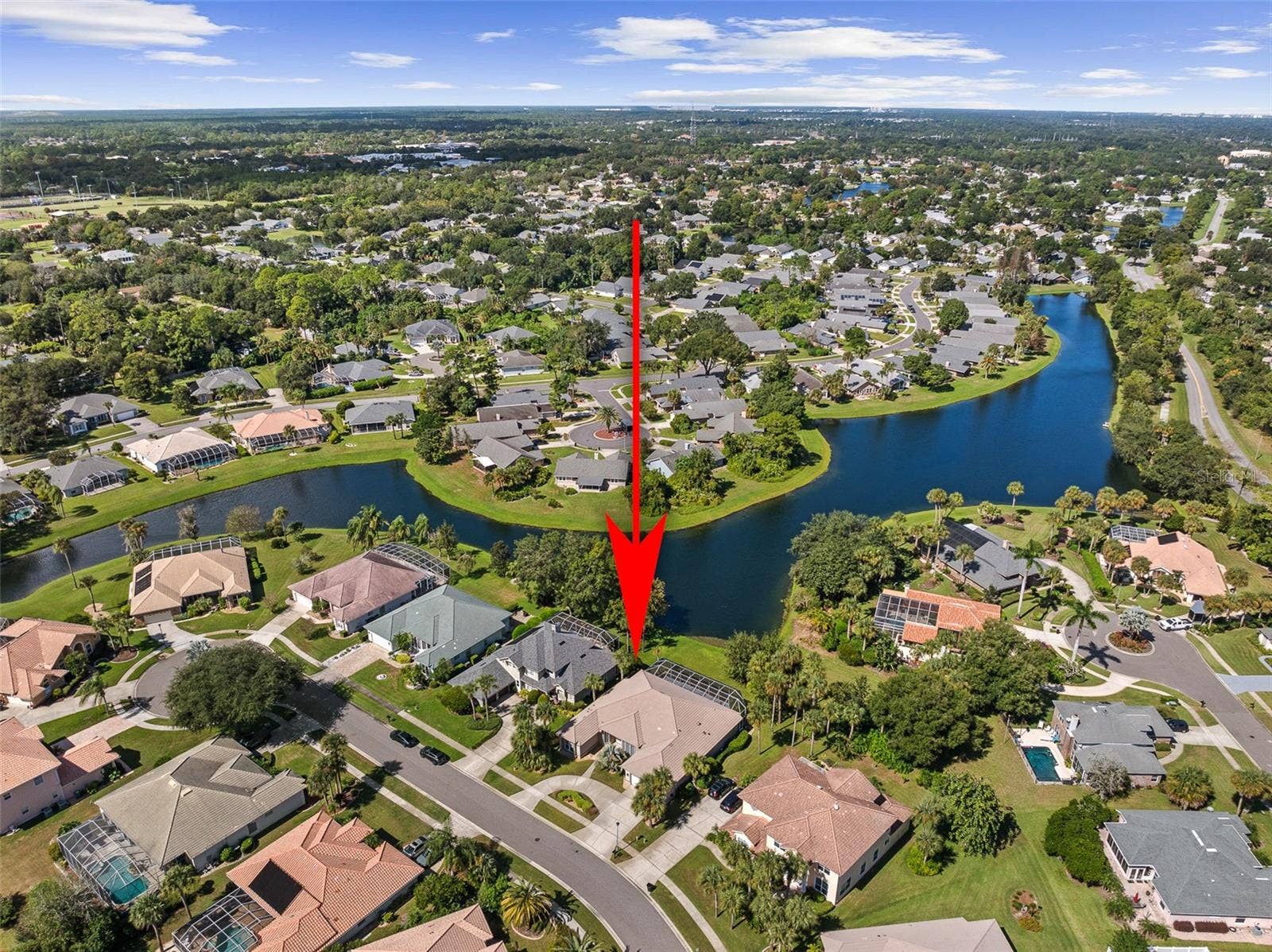 993 MORI COURT, Port Orange, FL 32127 Drone View w/ Arrow
