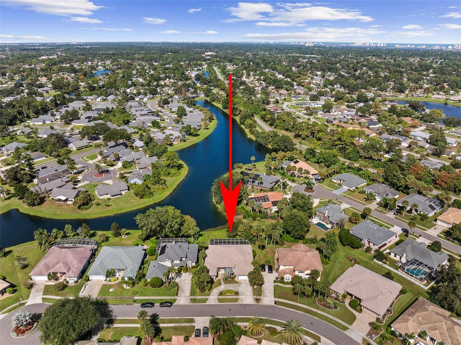 993 MORI COURT, Port Orange, FL 32127 Drone View w/ Arrow