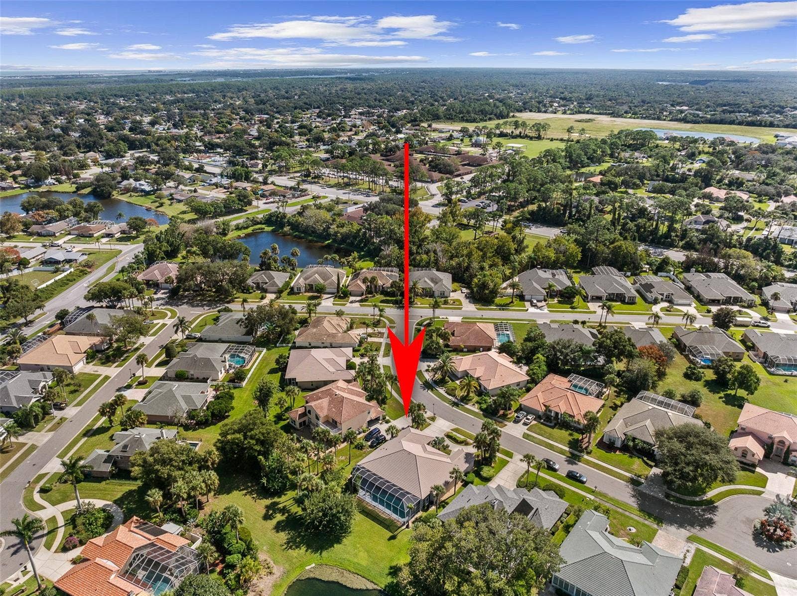 993 MORI COURT, Port Orange, FL 32127 Drone View w/ Arrow
