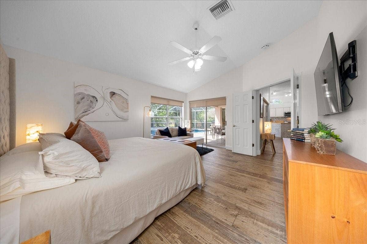 King-size bed comfortably fits