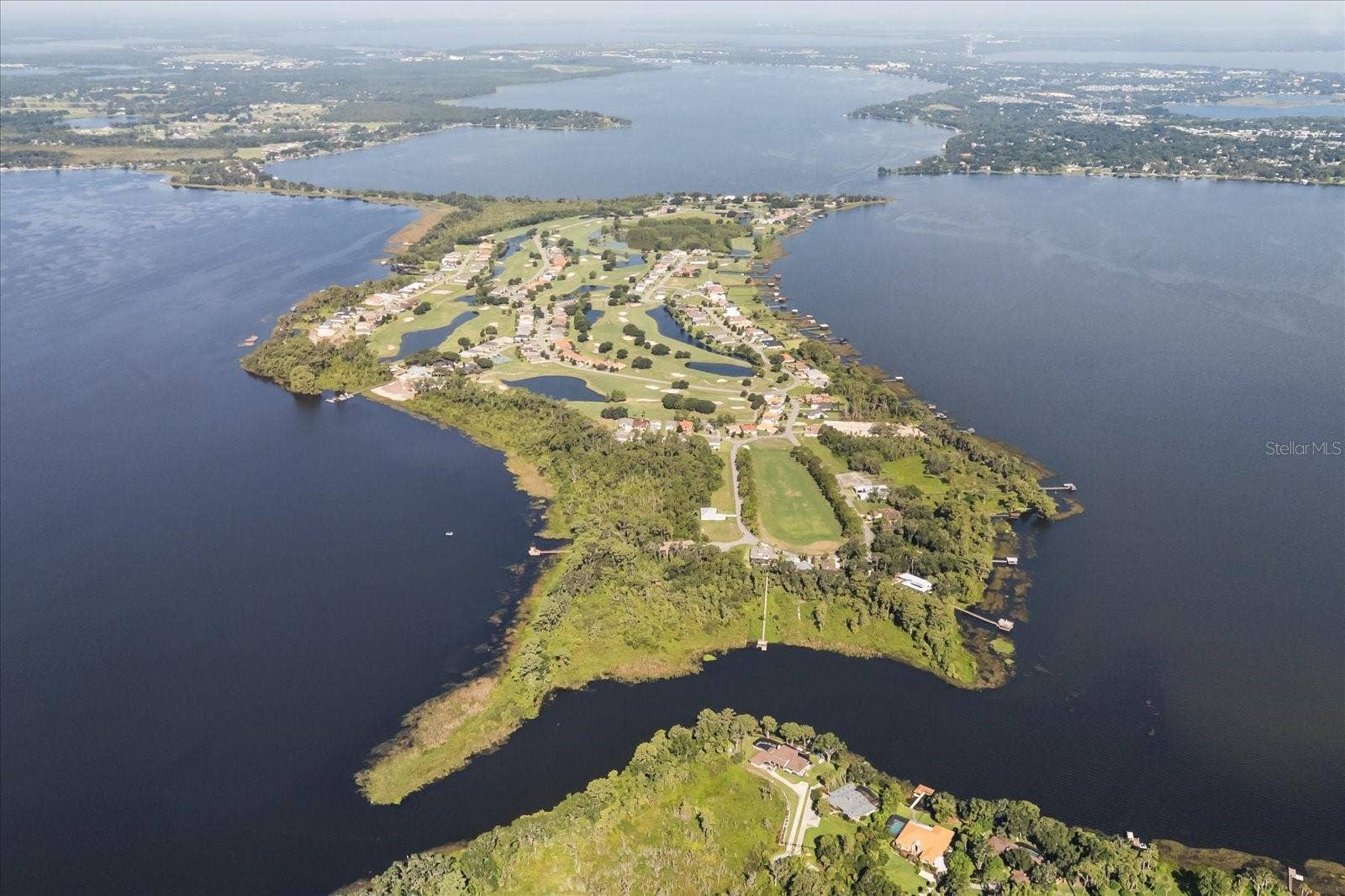 Deer Island with Lake Dora on right and Lake Beauclair on left