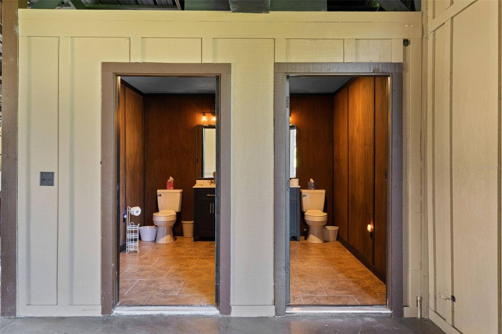 Bathrooms inside barn