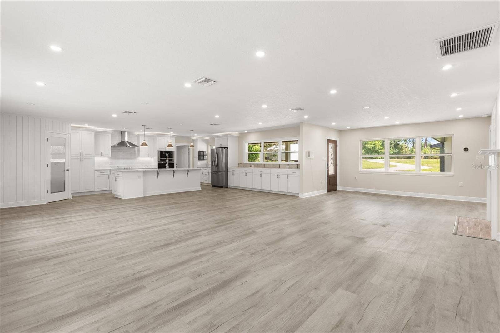 Great Room & Entry: Living Room, Dining Room & Kitchen