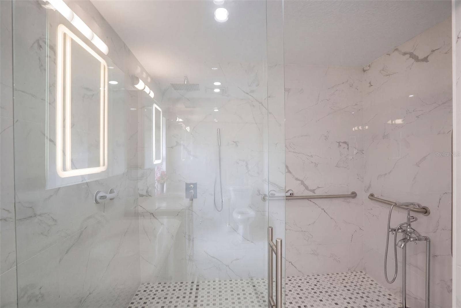 Large Primary Shower with Plumbing for a Tub
