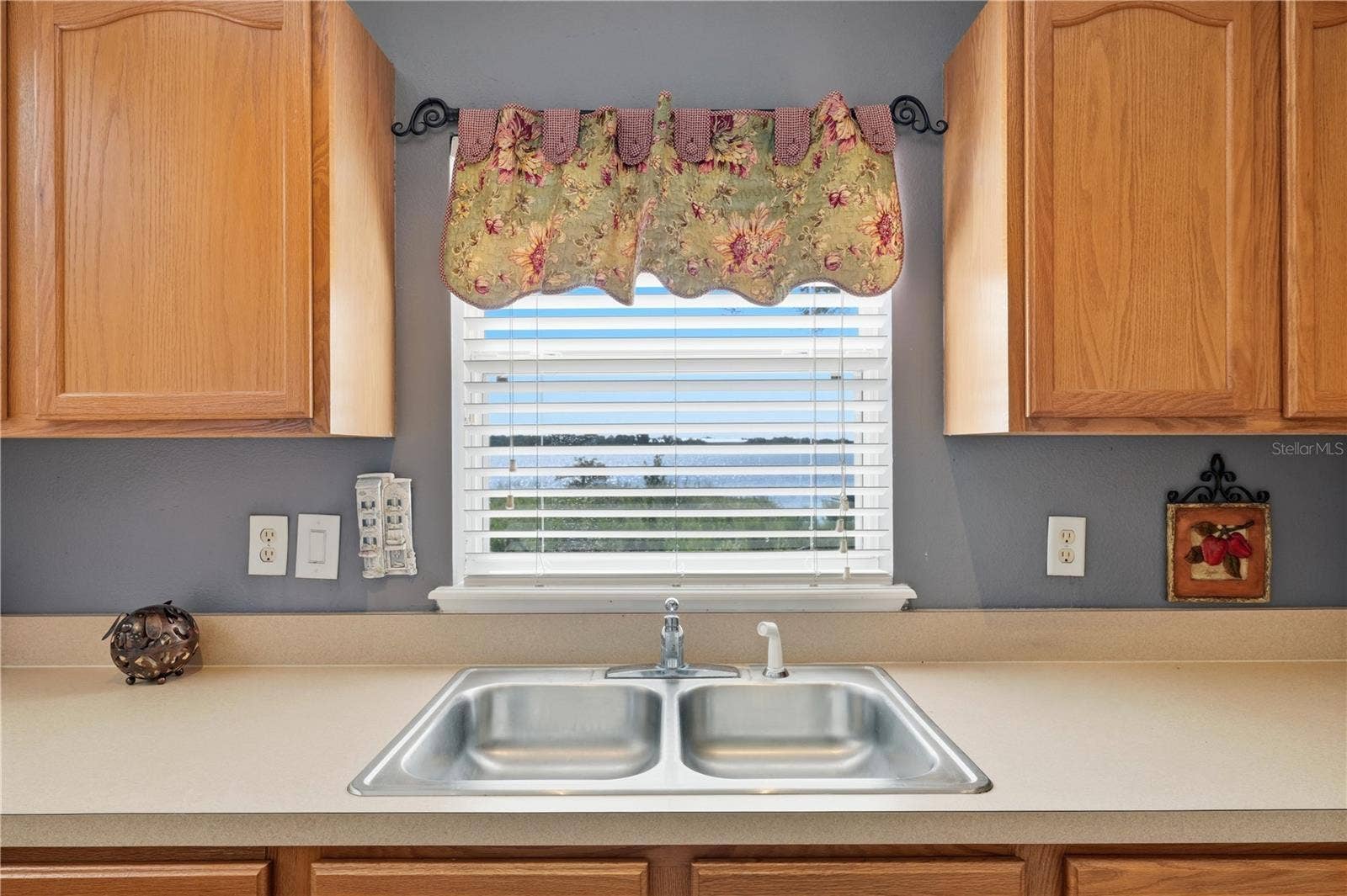 View of the lake over the kitchen sink
