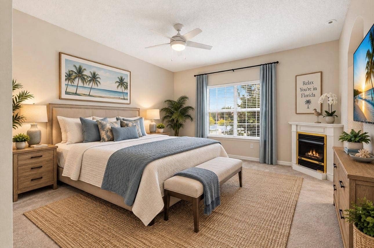 Virtually Staged 2nd Floor-Primary Bedroom w/ Gas Fireplace