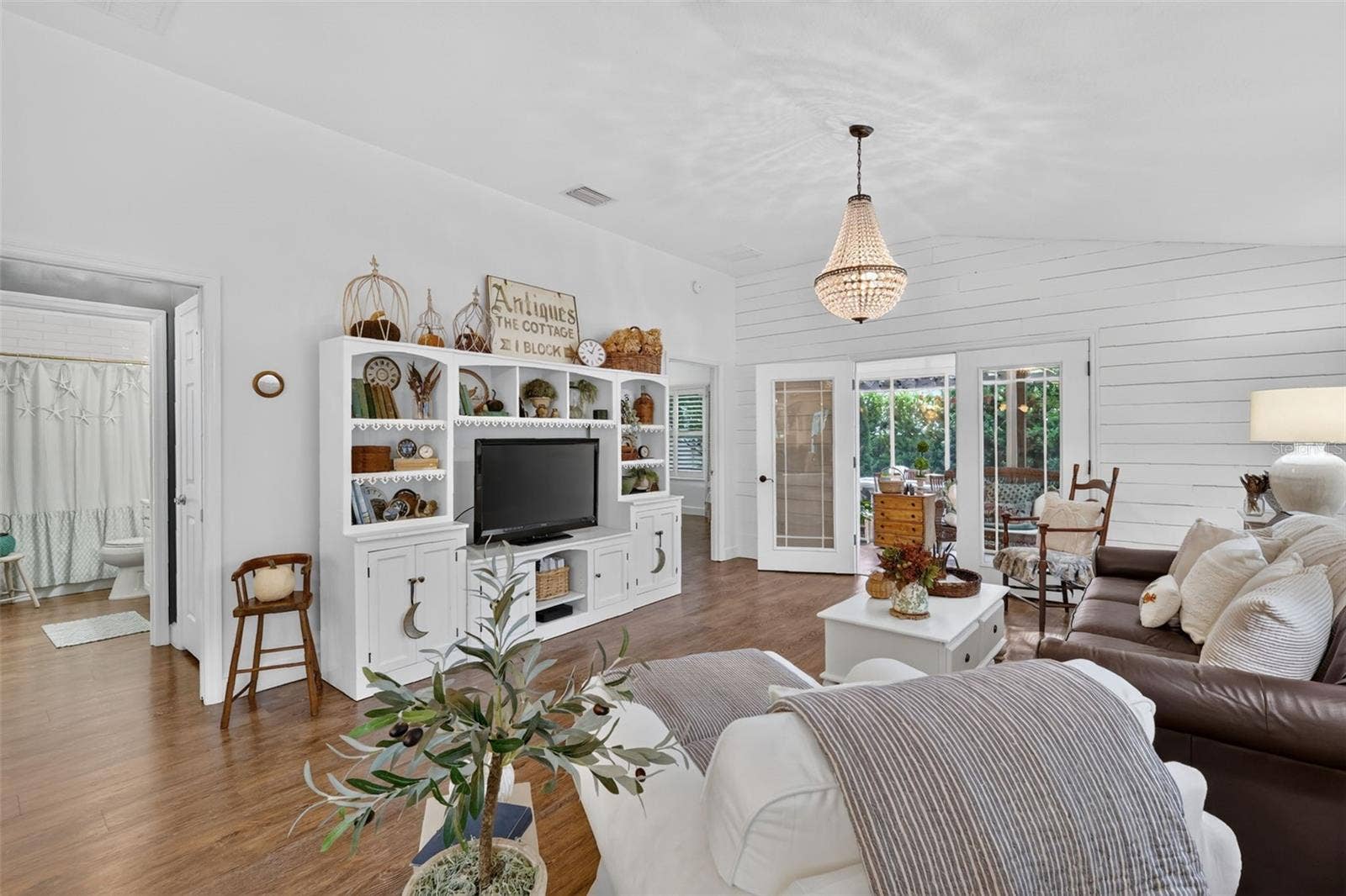 Living Room with Vaulted Ceiling