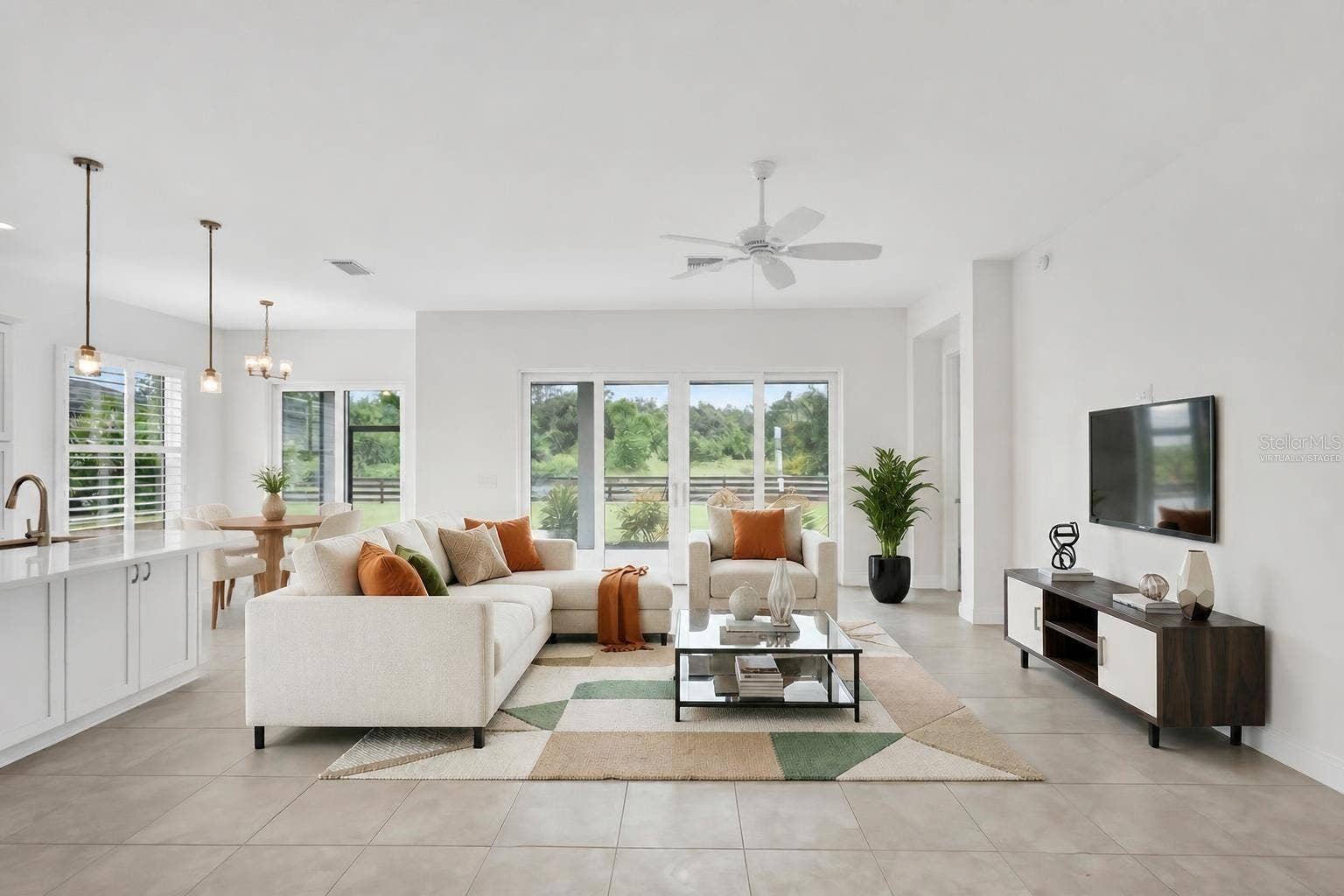 Kitchen, Dinette, and Living Room-Virtually Staged