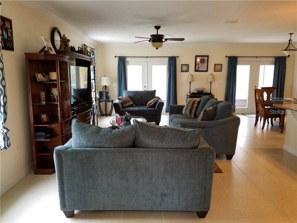 living room view to french doors