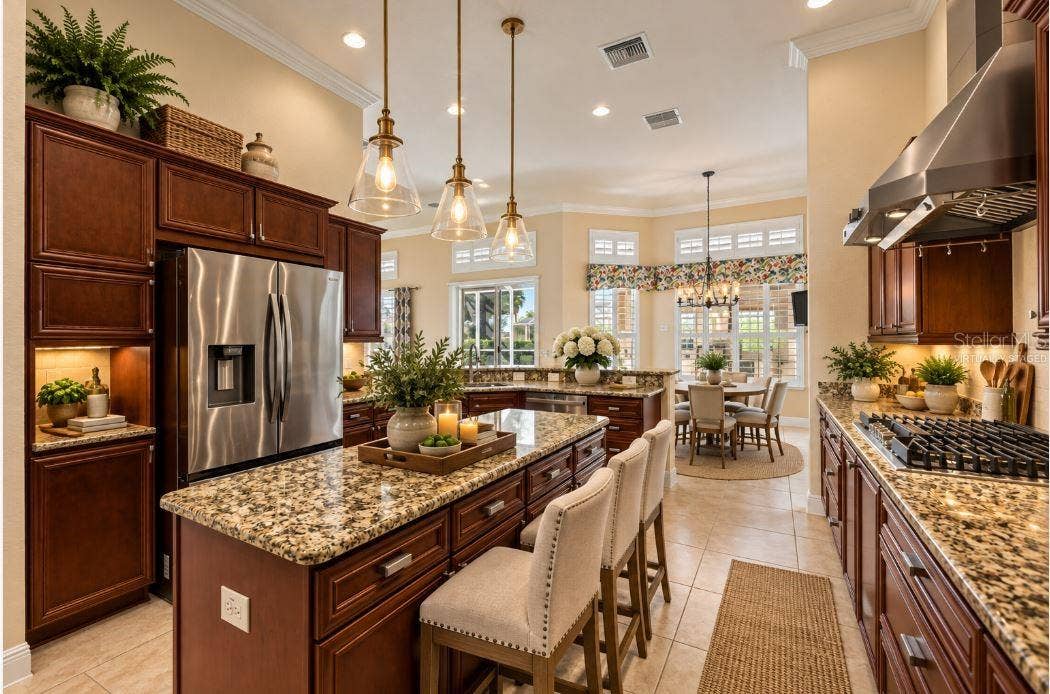 Virtually staged a gourmet kitchen.