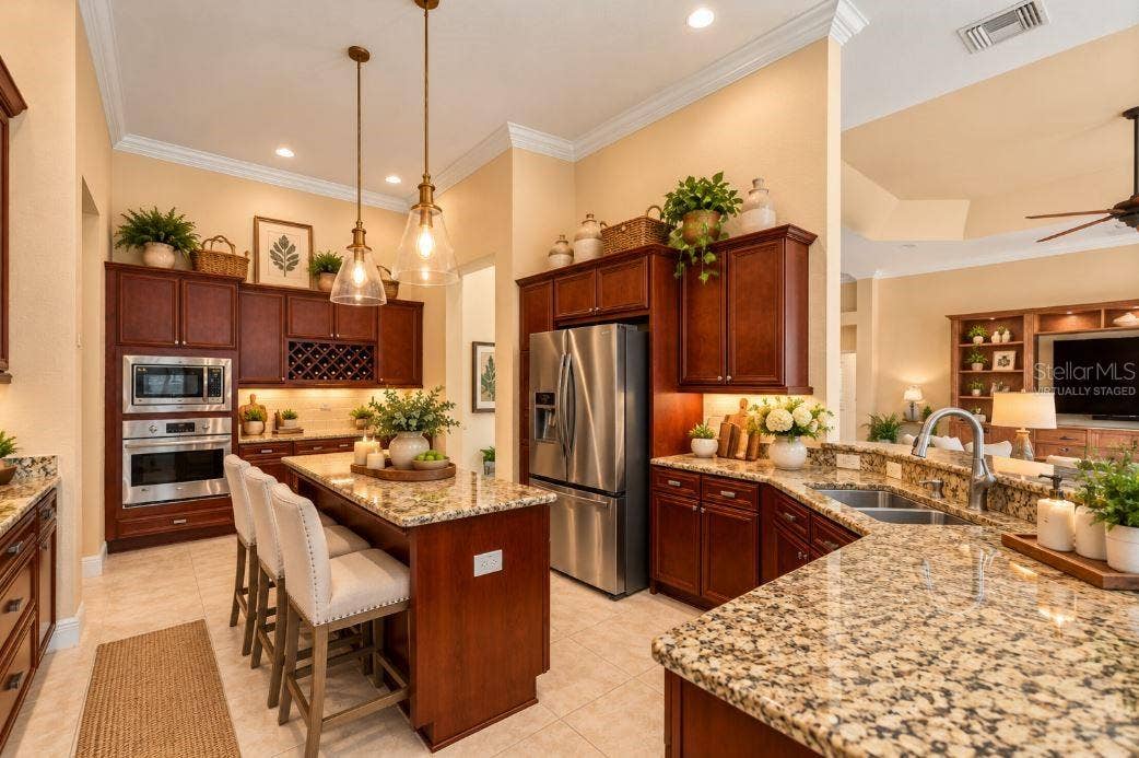 Virtually staged a gourmet kitchen.
