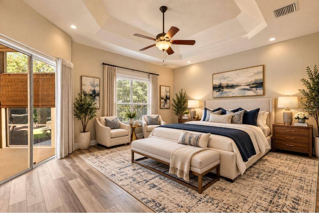 Master bedroom virtually staged.