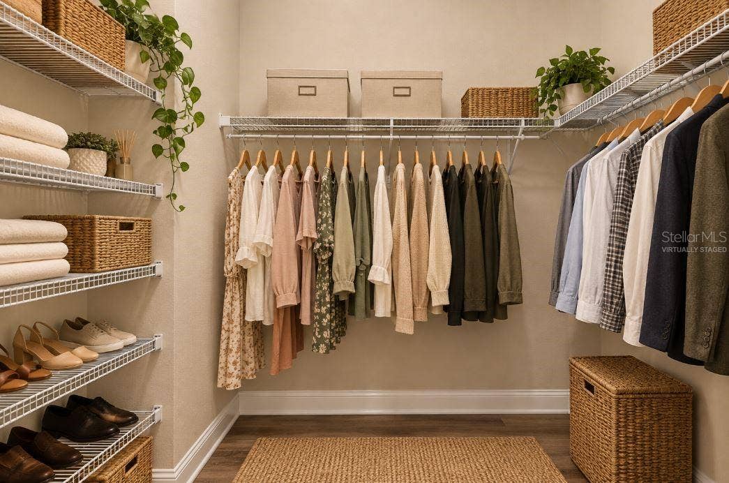 Virtually staged His Walk-In Closet.