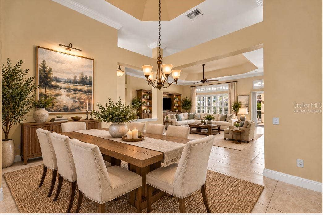 Formal dining room virtually staged.