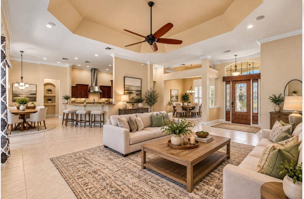 Virtually staged Living room.