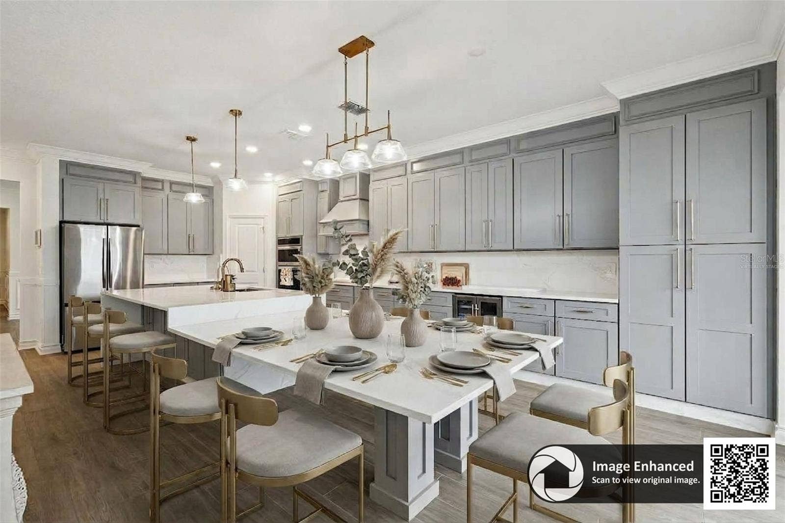 6175 SHAVASANA RD ROAD, Clermont, FL 34714 Virtually staged kitchen island with custom high and low seating