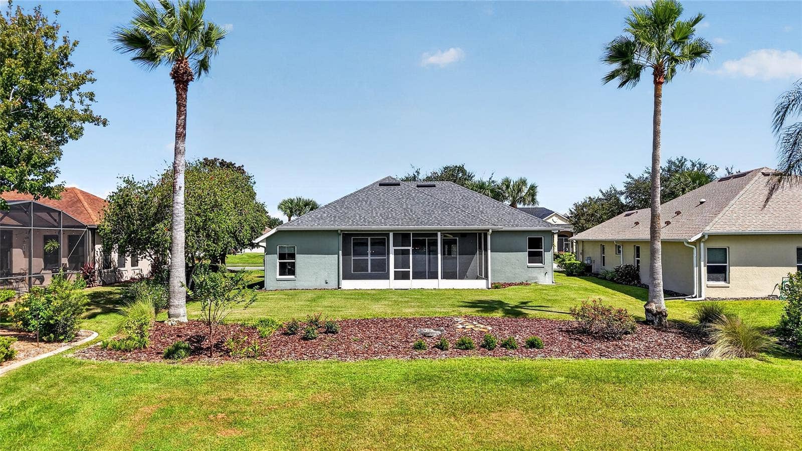 The mature landscaping is low maintence while providing a frame to the lake view.