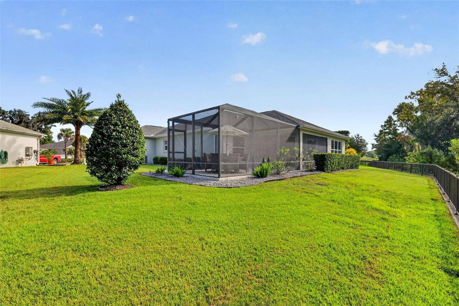 3254 ZIPPERER WAY, The Villages, FL 32163 REAR and Side Elevation with Large Yard and PRIVATE PRESERVE VIEWS