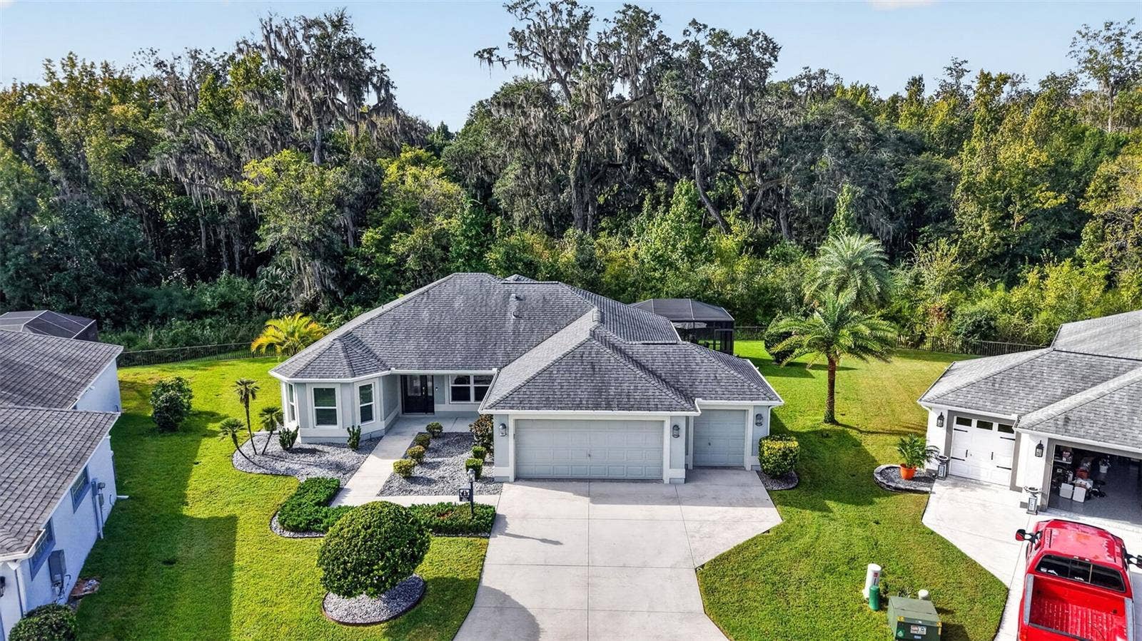 3254 ZIPPERER WAY, The Villages, FL 32163 Aerial Front Elevation with PRESERVE VIEWS