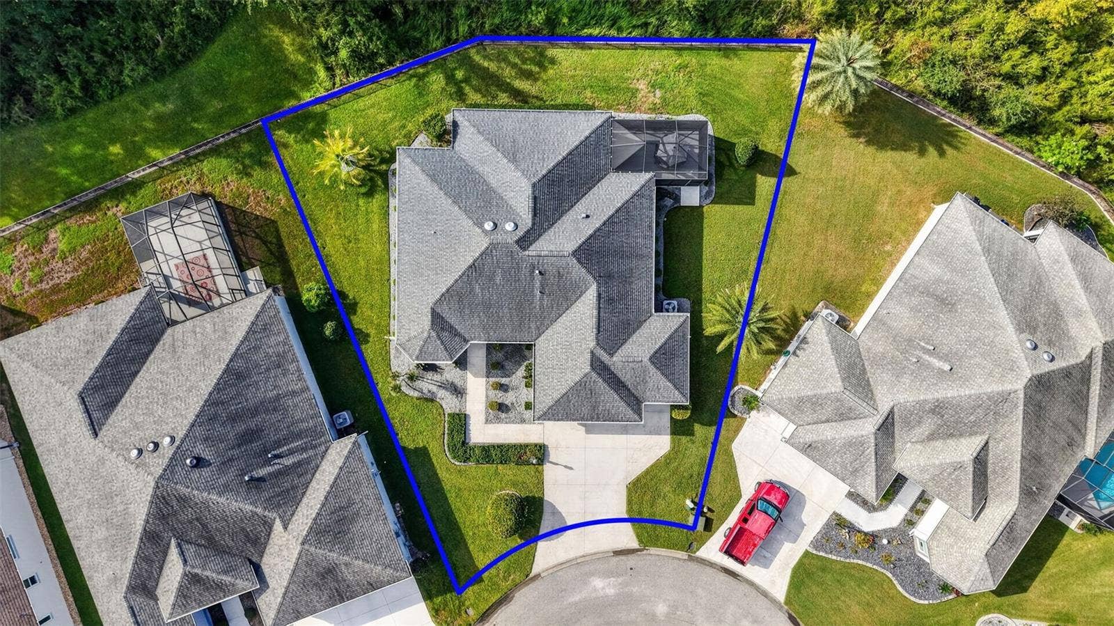 3254 ZIPPERER WAY, The Villages, FL 32163 Aerial Front Elevation with Property Lines and PRESERVE VIEWS