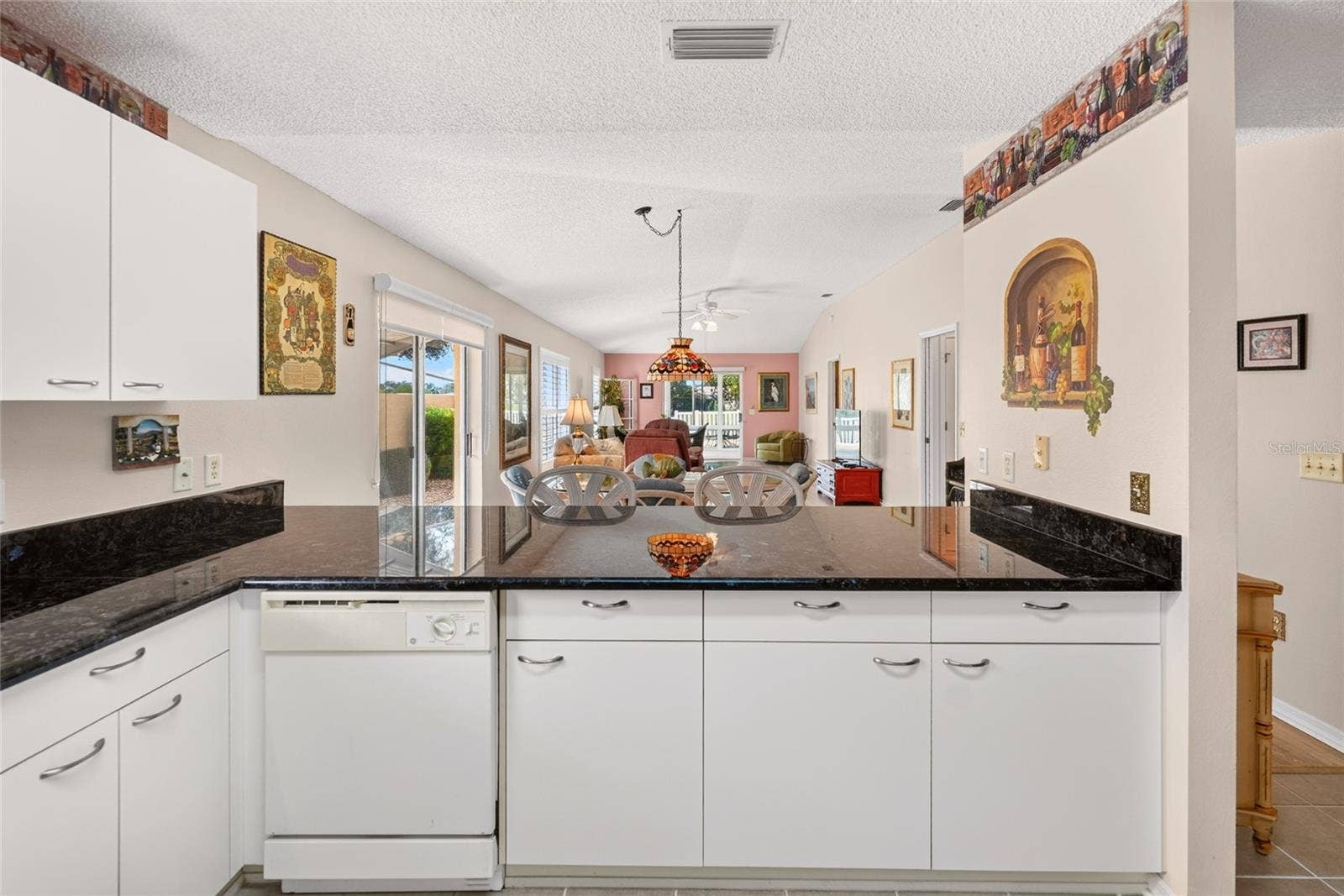 View into villa from kitchen