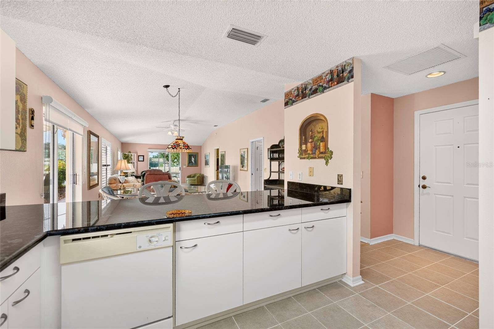 View into villa from kitchen