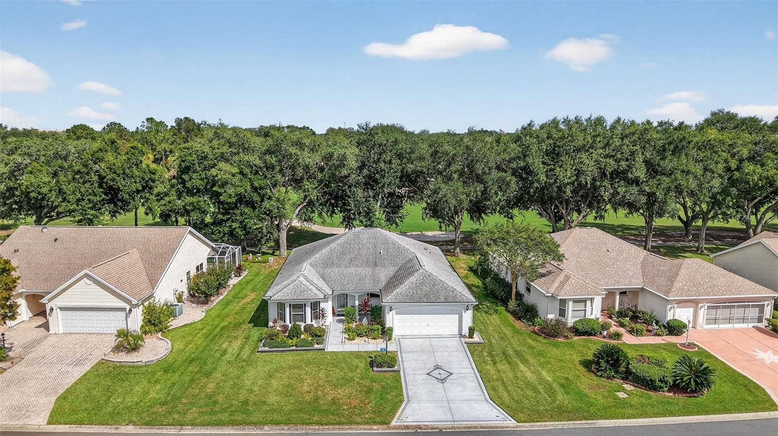 1201 BARCELONA DRIVE, The Villages, FL 32159 Aerial Front Elevation with Golf Front Views