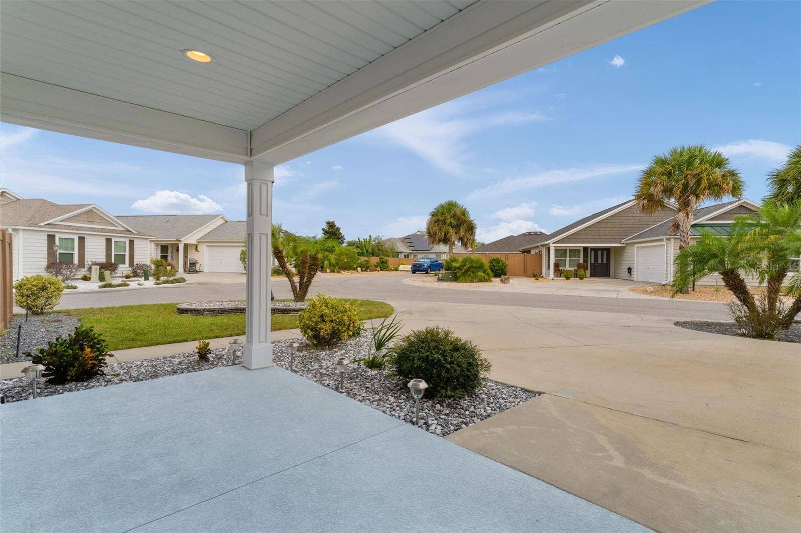 Welcoming front porch on a large corner lot.