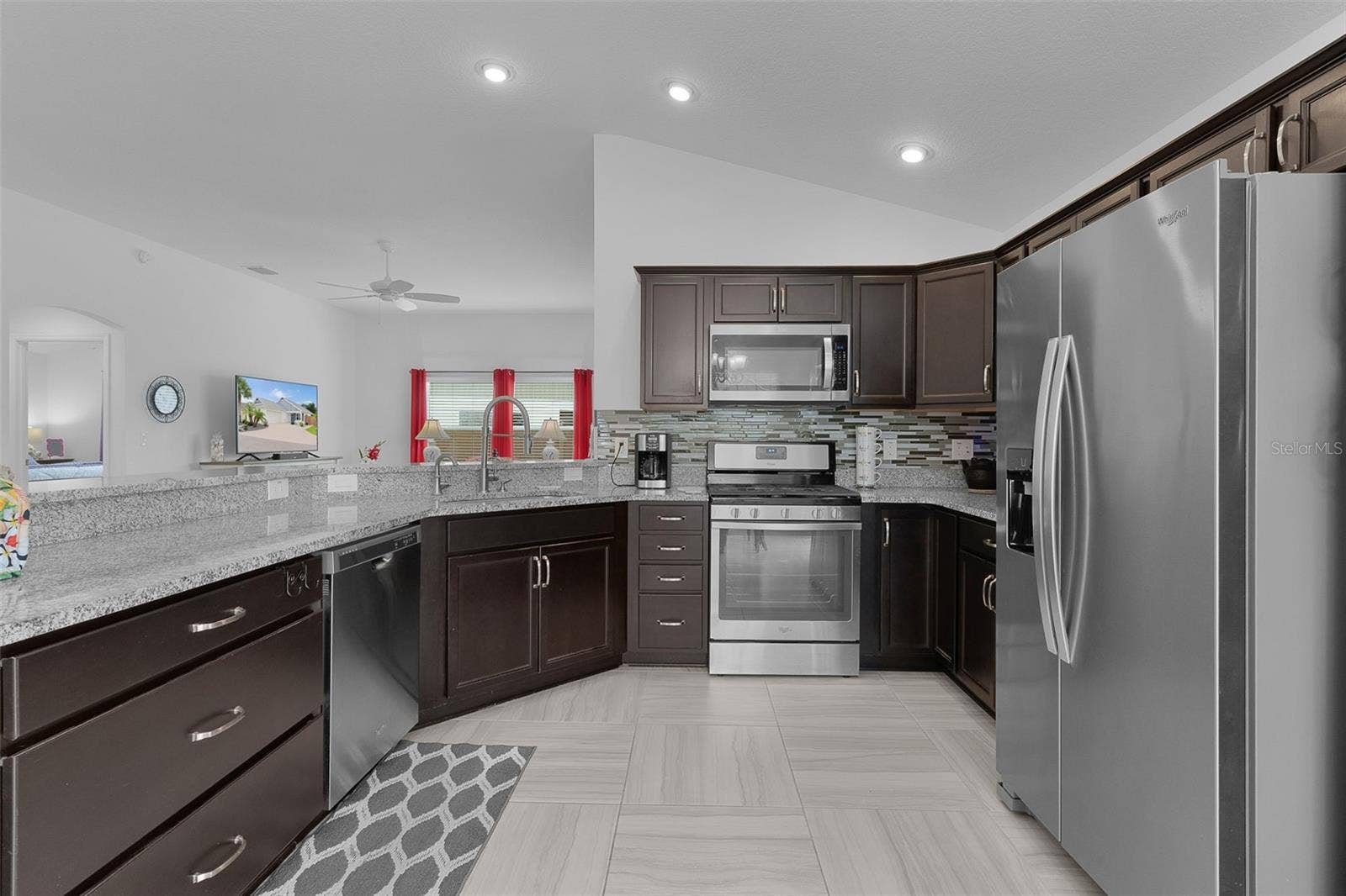 Ample cabinets & workspace