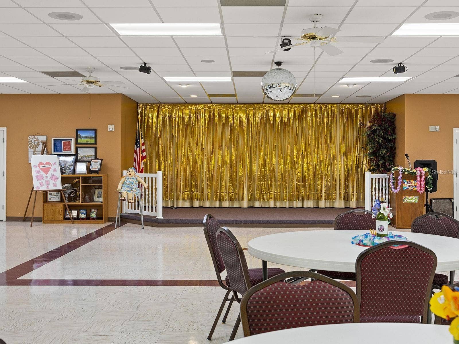 Stage and fellowship hall