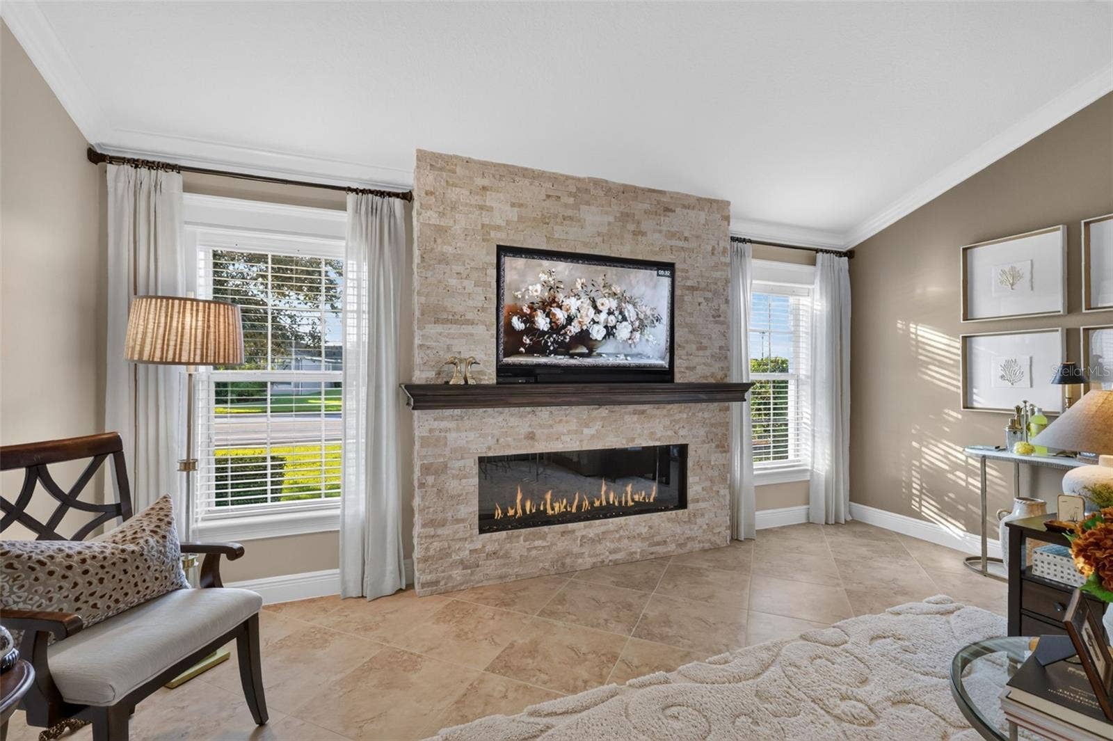 1793 WAX BERRY COURT, The Villages, FL 32163 Living Room CUSTOM Stone Fireplace