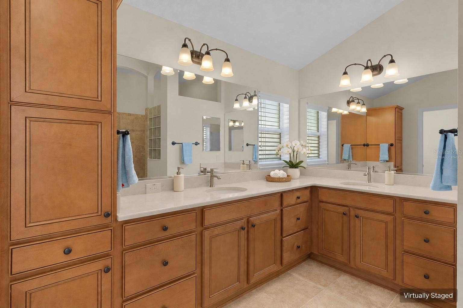 Counter top items are virtually staged