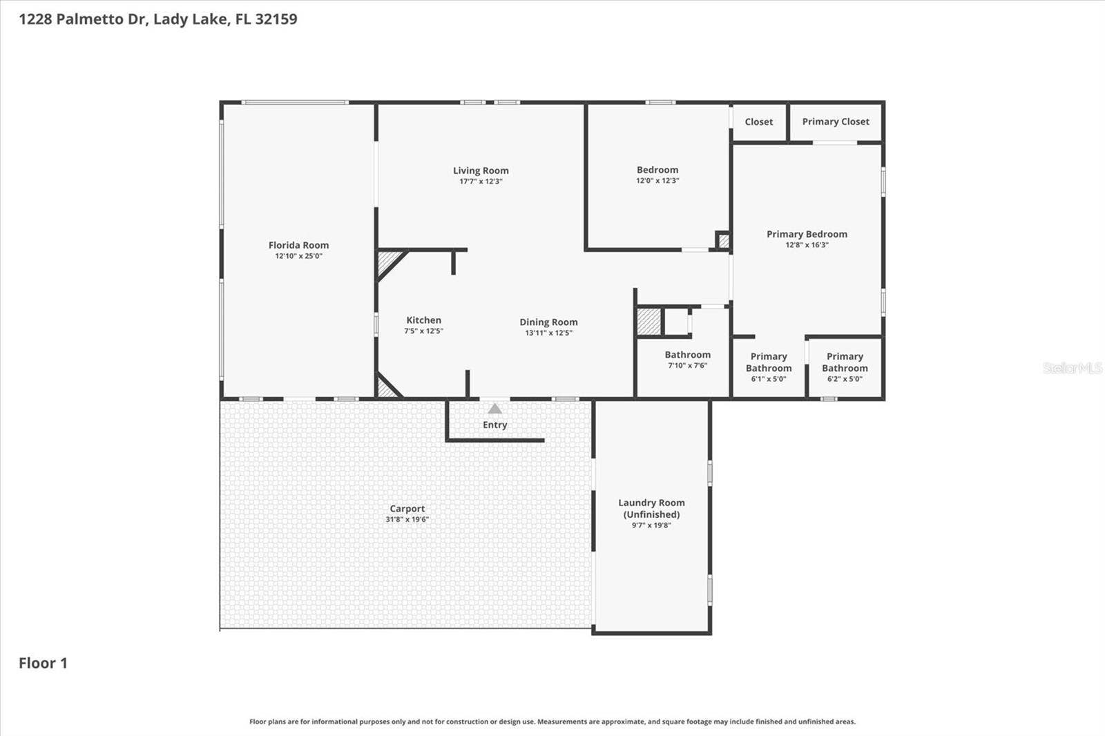1228 PALMETTO DRIVE, Lady Lake, FL 32159 Floor Plan