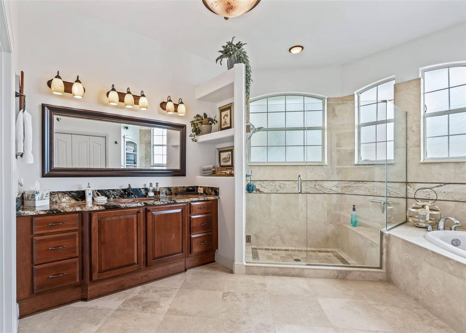 Second Full Vanity, Walk-In Glass Shower, Soaking Tub