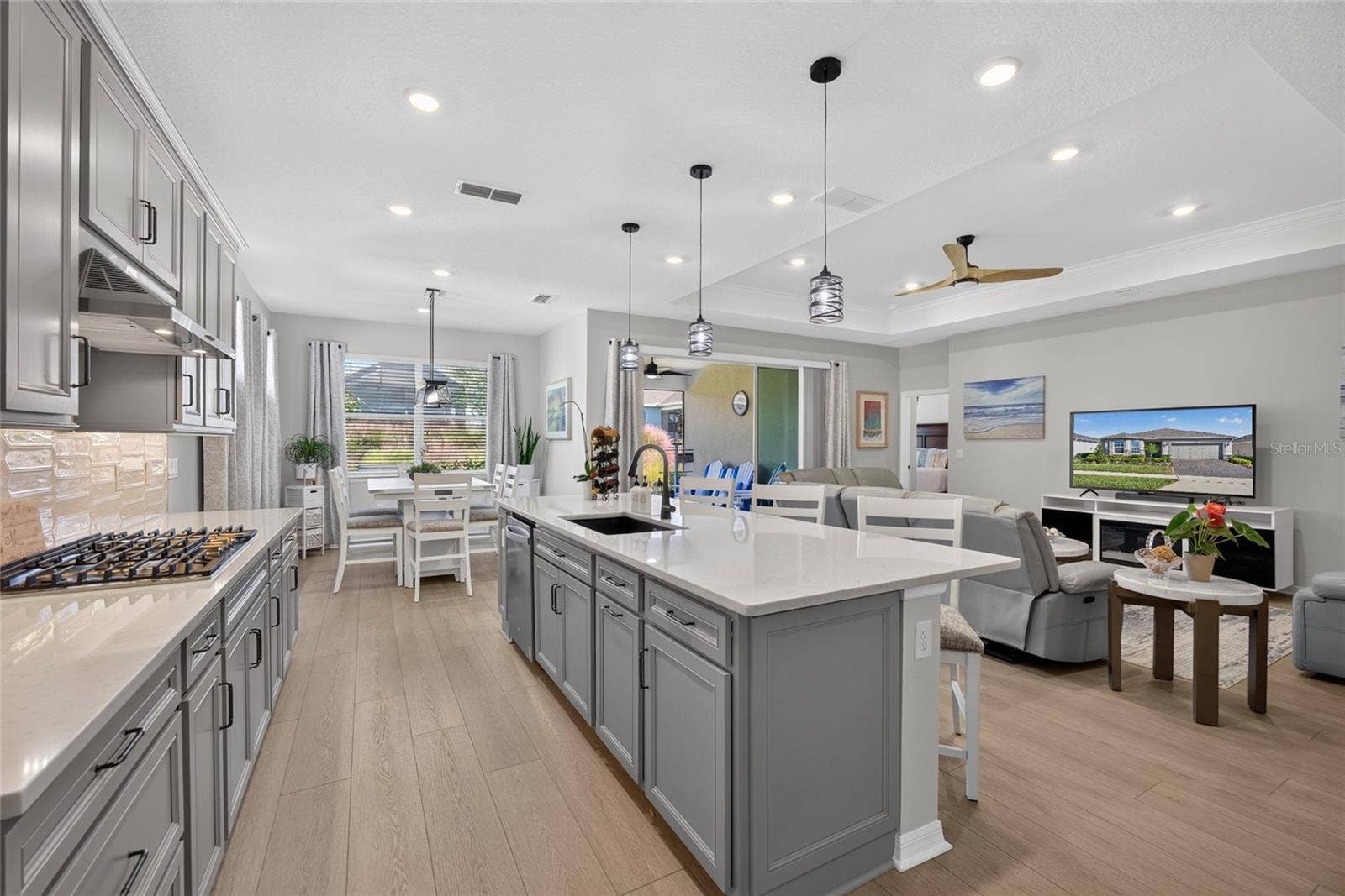 Designer Backsplash and Stainless Steel Appliances