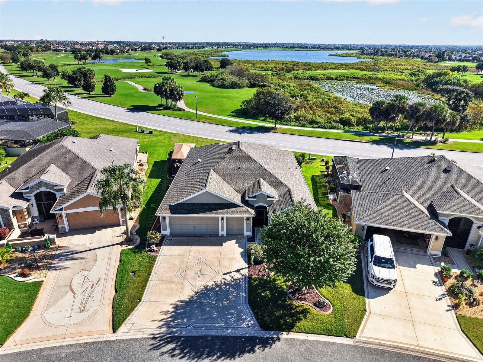Aerial Front Elevation with Golf and Water Views