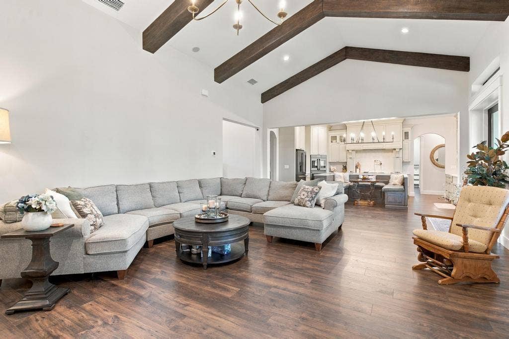 Expansive Great room makes an inviting statement for guests