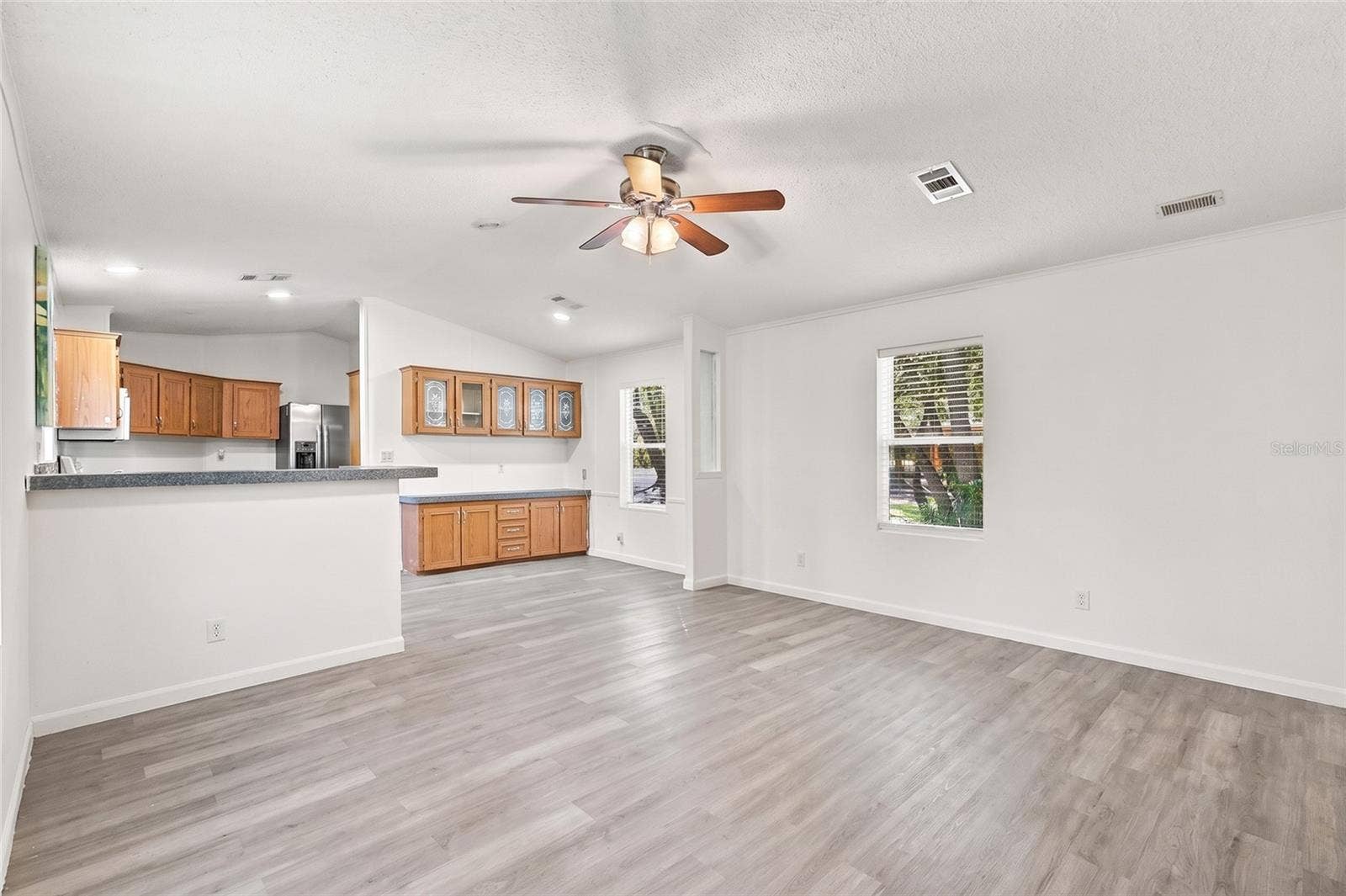 Living room, dining room & kitchen