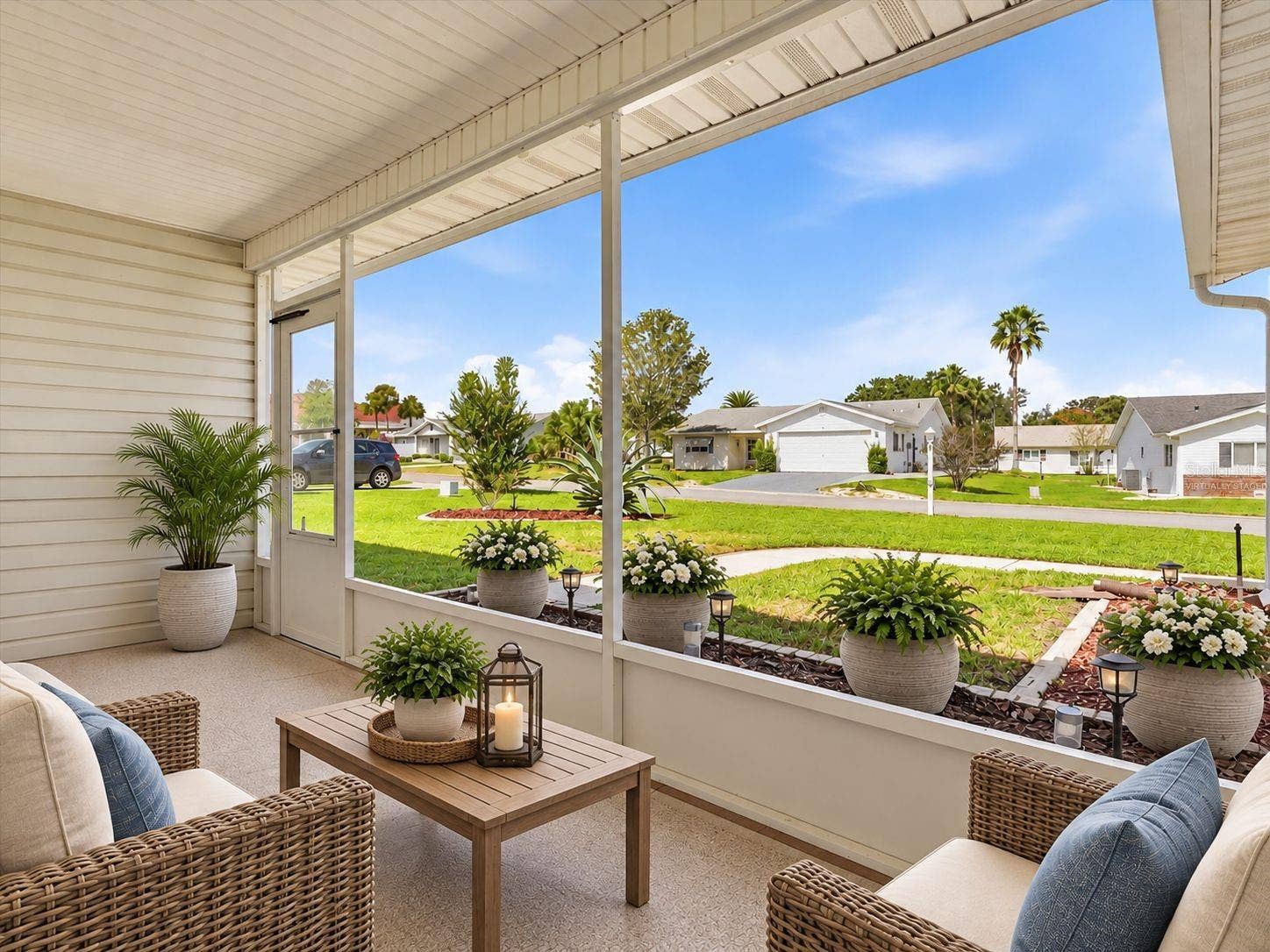 9892 SE 177TH LANE, Summerfield, FL 34491 Virtually Staged - Screened Front Porch perfect for morning coffee and chatting with neighbors.