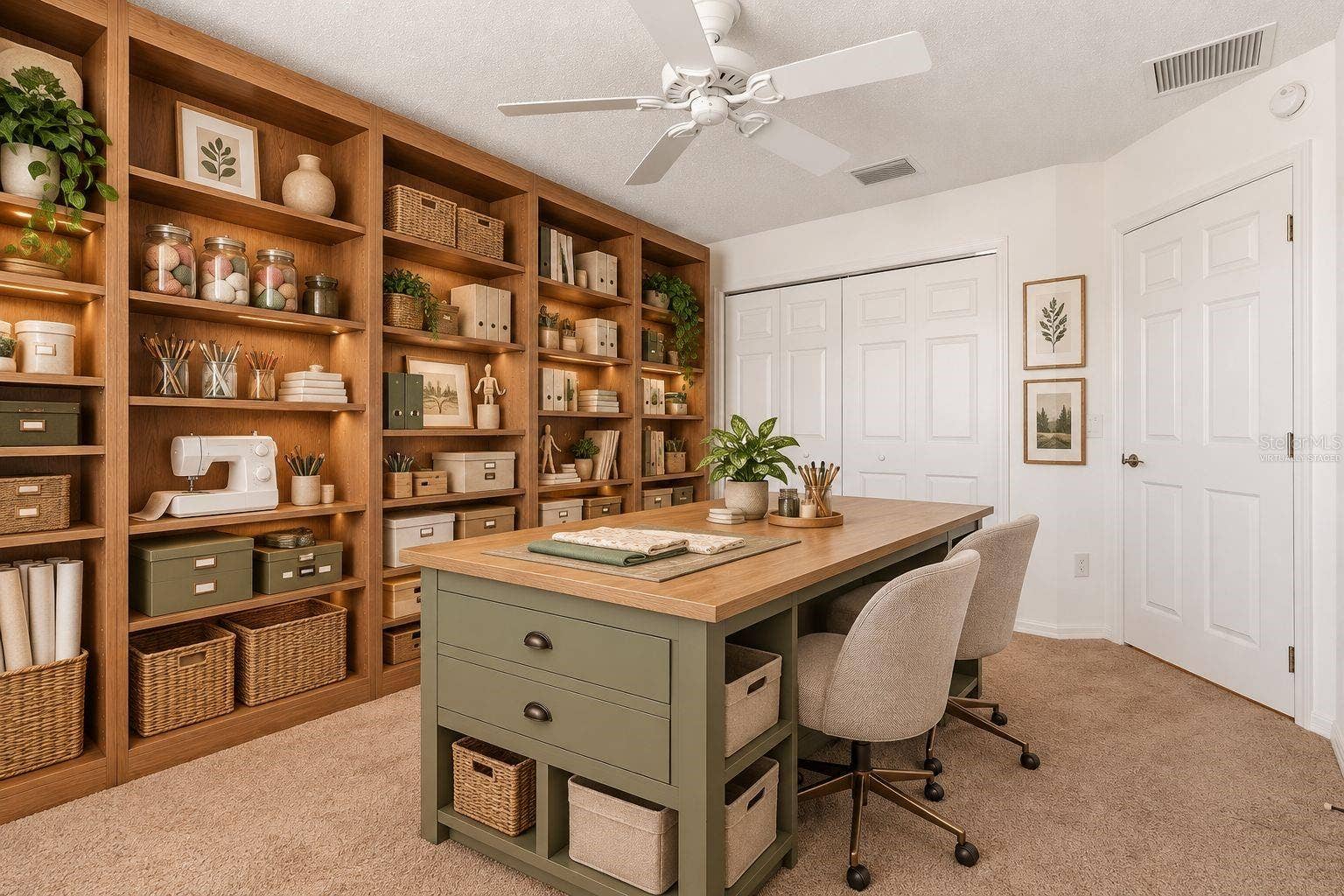 1563 EASTOVER TERRACE, The Villages, FL 32162 Virtually Staged - Hobby Room - Bedroom #2 Custom Bookshelves