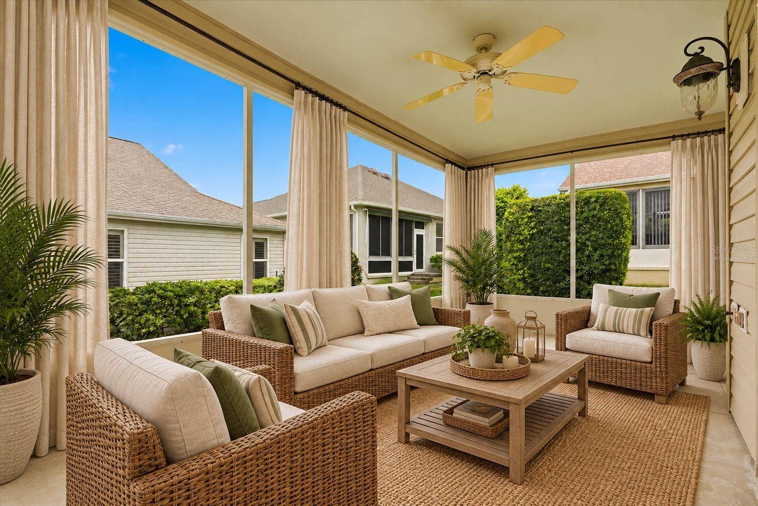 1563 EASTOVER TERRACE, The Villages, FL 32162 Virtually Staged Screened in Lanai