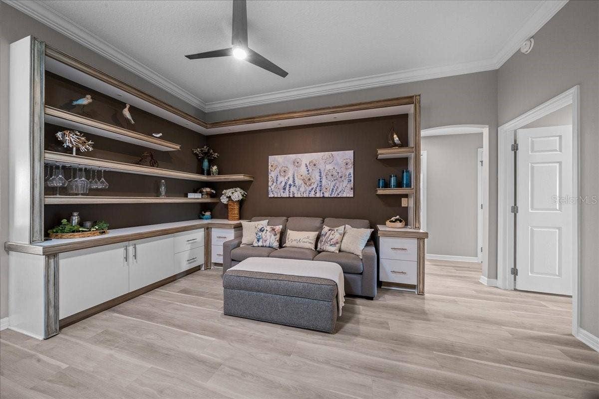Den has Updated Lighting and Fan
