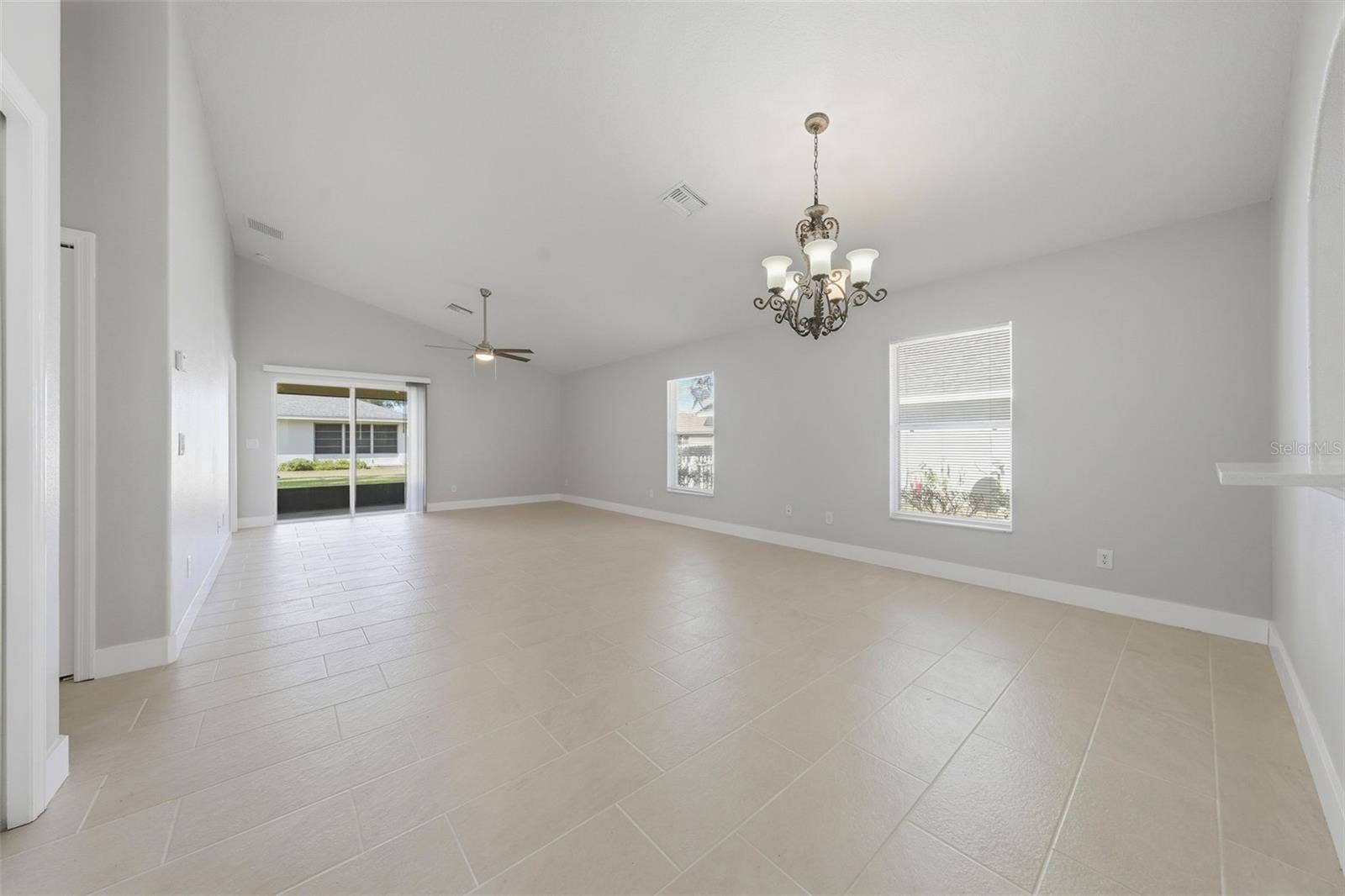 High ceilings with the Living Room and Dining room combination