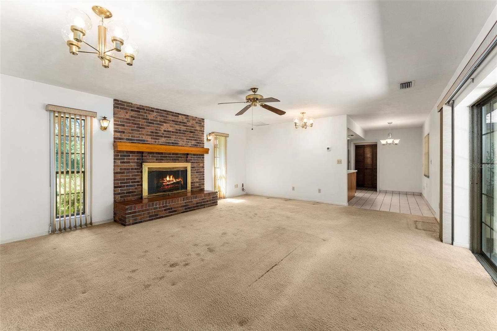 Wood burning fireplace