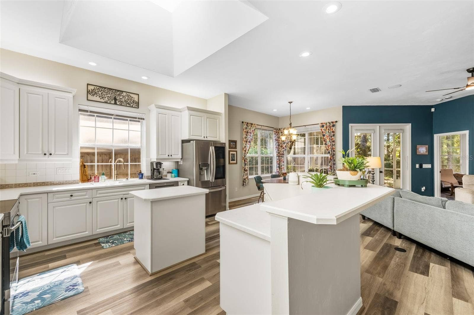 Kitchen with Island and skylight