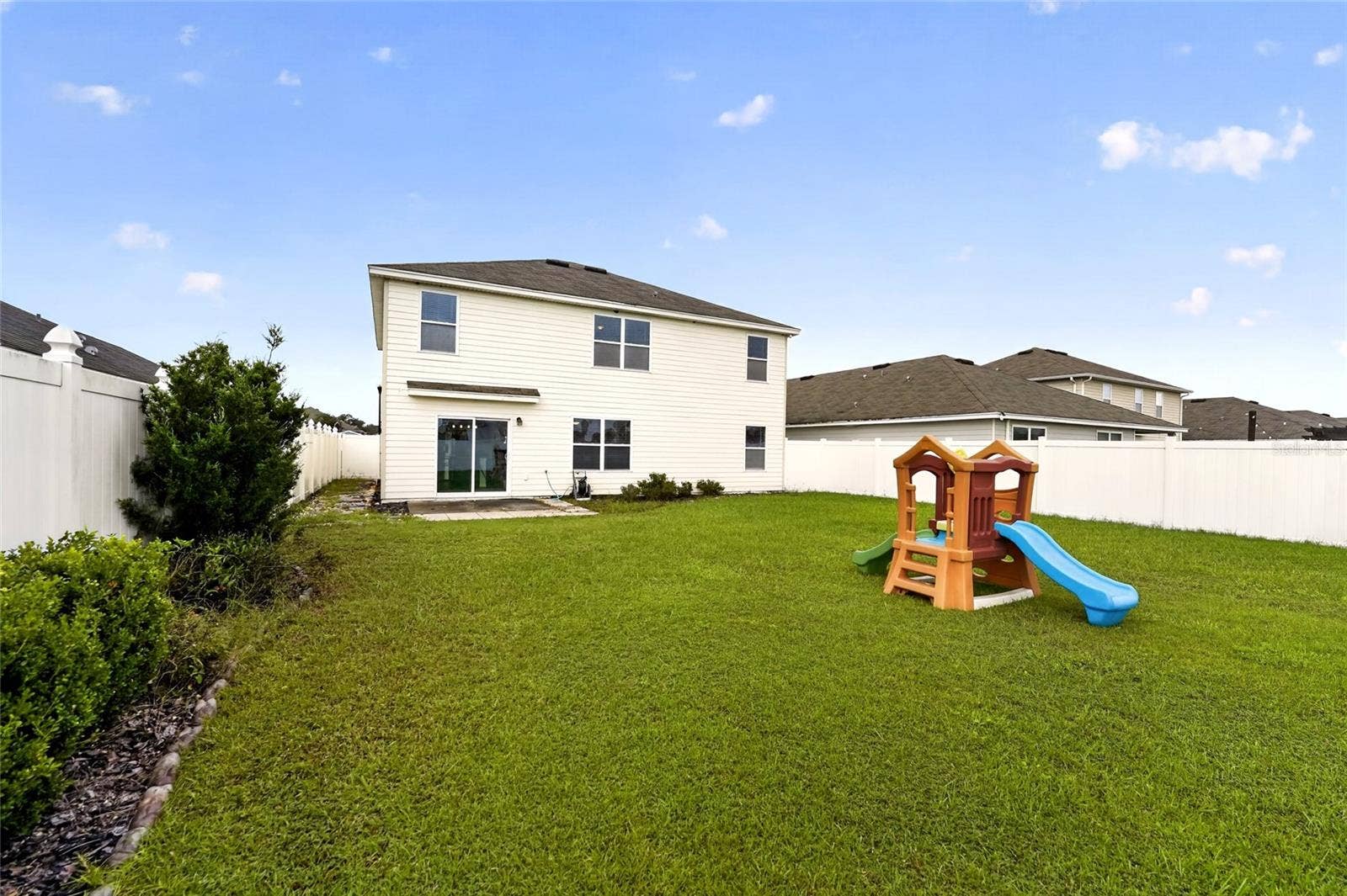 Large fenced backyard