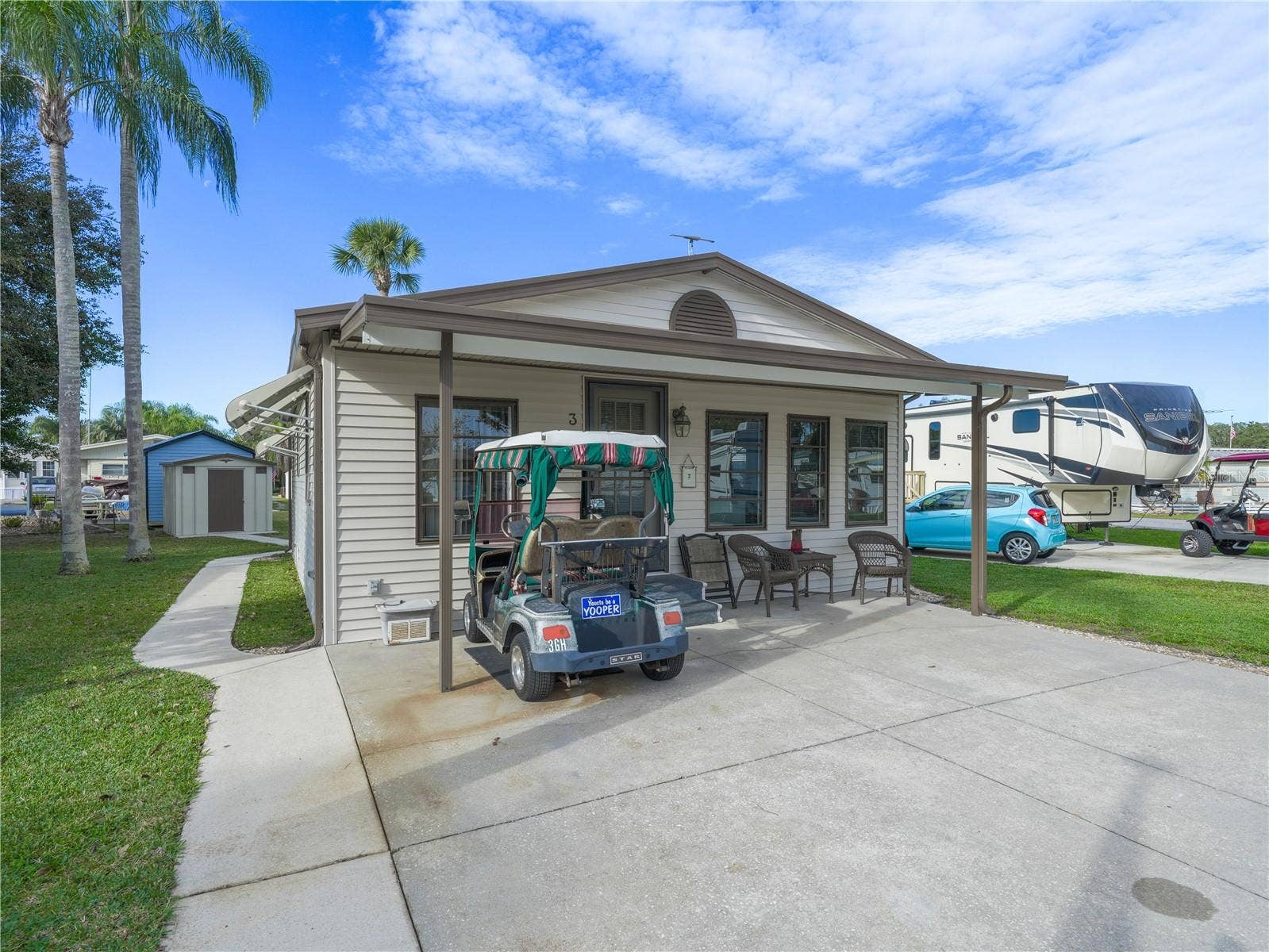 Golf cart not included.