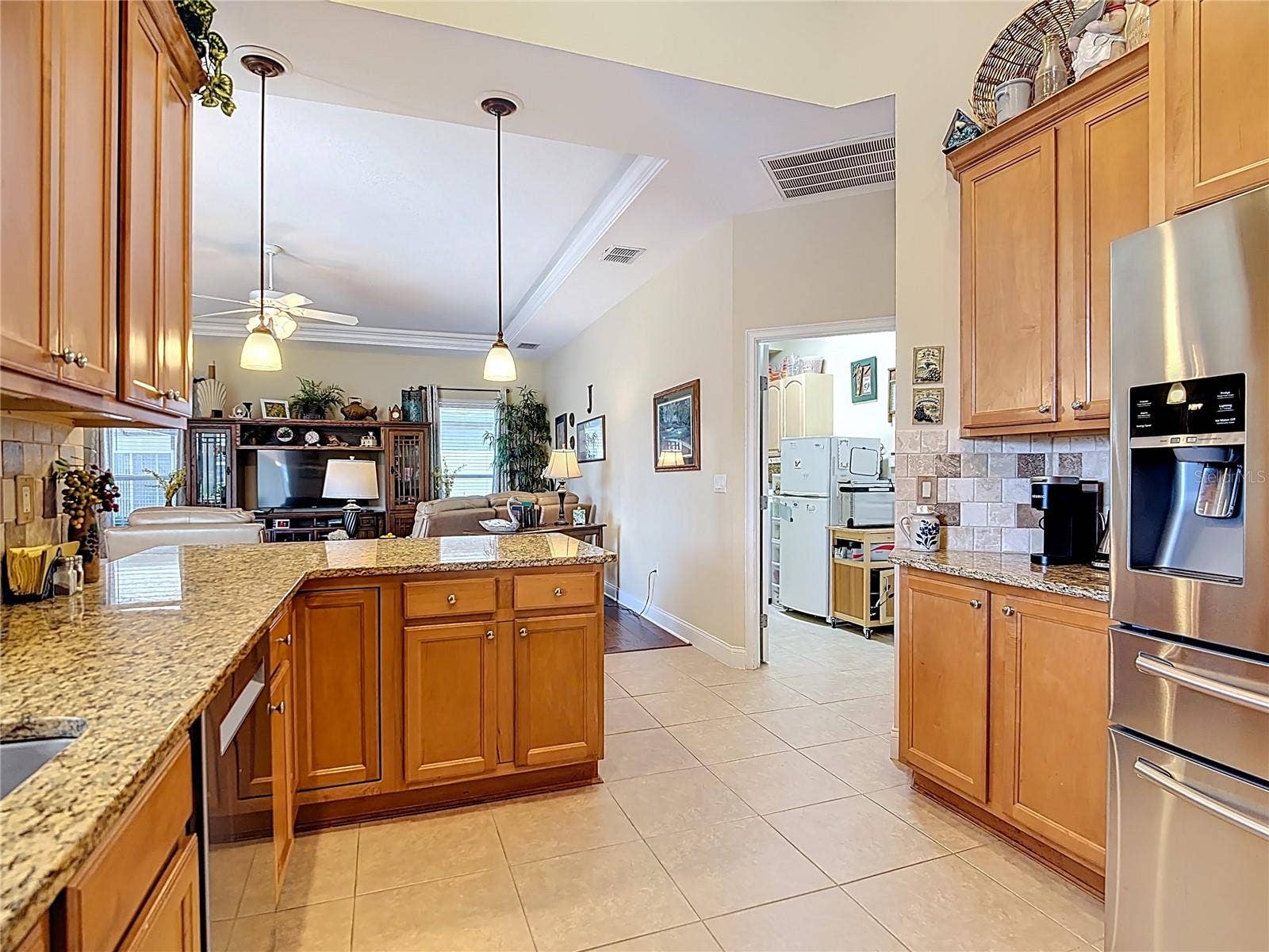 Kitchen view into family room