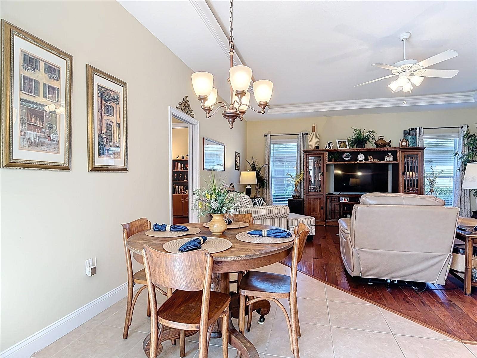 Casual dining area opens into family room